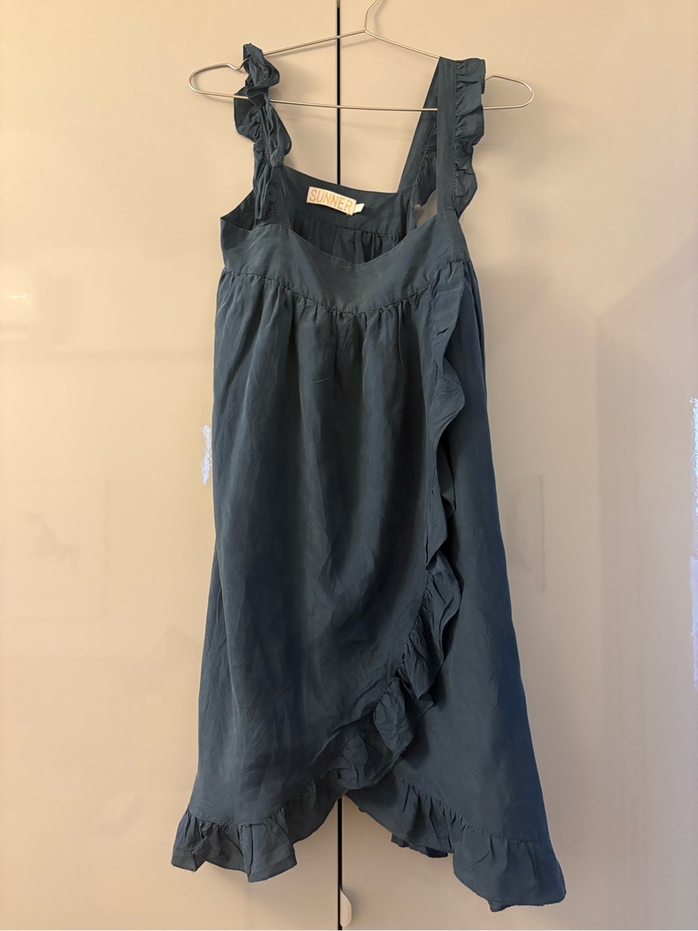 Blue Ruffle Mini Dress